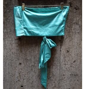 Intimately Free People Teal Satin Tie-Front Crop Top Women’s Size XS